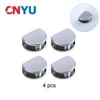 4Pcs Zinc Alloy Half Round Glass Clamps Shelves Support Two Hole Corner Brackets Clips For 6-12mm Thick Furniture Hardware