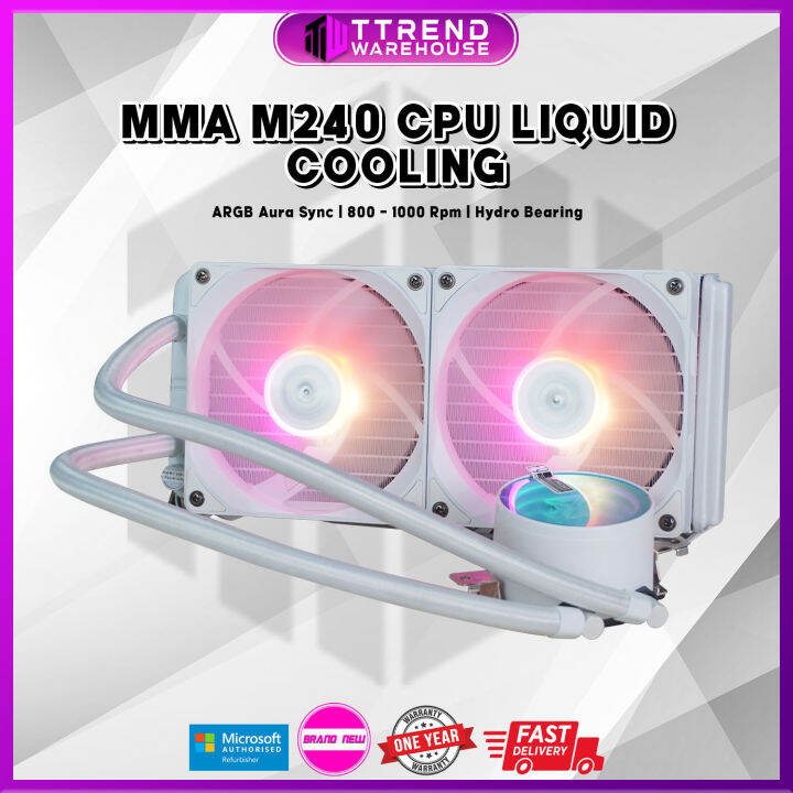 MMA MA240 CPU LIQUID COOLING FAN ARGB AURA SYNC, SPEED FAN 8001800