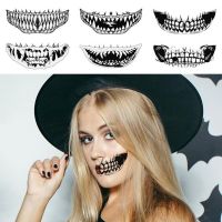 เทสทูกันน้ำ15วัน แทททู ฮาโลวีน halloween accessories ORDINA กันน้ำ งานสังสรรค์ ศิลปะบนเรือนร่าง รูปร่างปากฟัน ตกแต่งผิว เครื่องประดับฮาโลวีน รอยสักชั่วคราว สติ๊กเกอร์รอยสักสยองขวัญ รอยสักปลอม