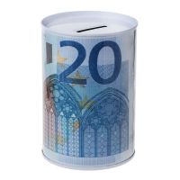 Creative Euro Dollar Metal Cylinder Piggy Bank Saving Money Box Home Decoration