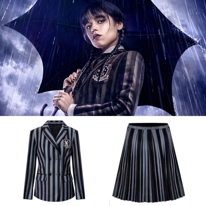 Wednesday Addams Cosplay Costume Dress Addams Family Halloween School  Uniform