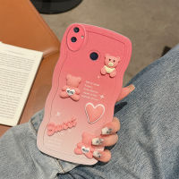 เคสนิ่ม TPU 3มิติสำหรับ OPPO C3 C20 C15 C21 C21Y เคส C25Y C21Y Realme C25แฟชั่นพรีเมี่ยมไล่ระดับสี3D รักหัวใจหมีโทรศัพท์เคสป้องกันนุ่มนิ่ม TPU