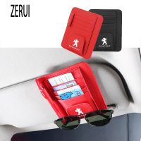 ZR สำหรับรถ Sun Visor การ์ดปากกา Bill Organizer ขับรถใบอนุญาตผู้ถือหนังแว่นตากันแดดคลิปสำหรับ Peugeot 3008 Partner 308 RCZ Expert 408 5008 2008