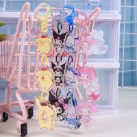 Sanrio Cute Acrylic Keychain String Chains Kuromi Hello Kitty Cinnamoroll Bag Pendant Keyring Charm