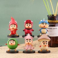 6 Pieces / Set 6Cm PVC Crayon Shin-Chan Food Series Lobster Crayon Shin-Chan  Hand-Made Doll Cartoon Animation Childrens Toy