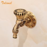 Antique Brass Basin Sink Faucet Cold Water Outdoor Garden Bibcock Tap Bathroom Washing Machine Mop Hose Wall Mounted Tap