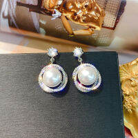 Ruifan Elegant Cubic Zircon สีขาวไข่มุกขนาดใหญ่ต่างหูผู้หญิงคริสตัล Rhinestone ต่างหูแฟชั่นเครื่องประดับ BEA003