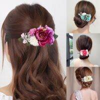 ☽℗❏ Bride Wedding Hair Accessories Flower hairpin Braided Hair Clip Hair Ornament for Women Girls Women Headdress Metal Hair Comb