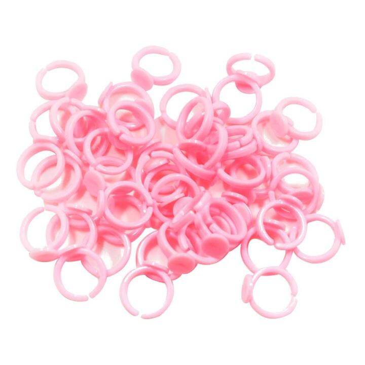 ZYSoil 50 Piece Pink Plastic Children Adjustable Ring Base for Jewelry