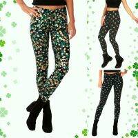 กางเกงโยคะของ St.patrick S Day Leggings แฟชั่นสำหรับผู้หญิง Clover เอวสูงพิมพ์ลายถุงน่องดันกางเกงวอร์มสำหรับเล่นกีฬาฟิตเนส