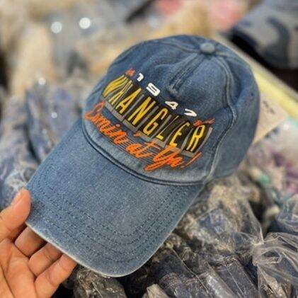 หมวก-หมวกแก๊ป-cap-hat-หมวกยีนส์-wrangler-แท้-100-รุ่นนี้ยังวางขายใน-ฟรีไซส์-ปรับขนาดด้านหลัง