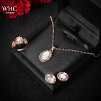 WHC Jewelry ชุดเครื่องประดับอัญมณีสีสันสดใสเป็นประกายใหม่2023ชิ้นสำหรับอุปกรณ์เสริมห่วงต่างหูสร้อยคอแฟชั่นสำหรับผู้หญิง