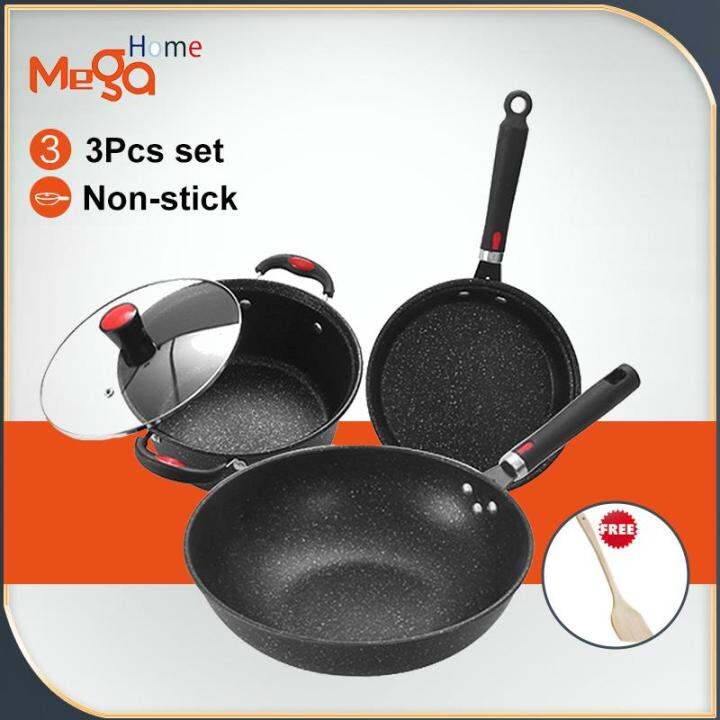 Megahome induction pots and pans non stick cooking ware set Granite