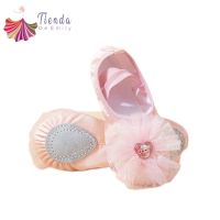 ☈✽ Girl 39;s Satin Ballerina with Embroidered Dance Shoes Ballet Slipper Flats Split Leather Sole Gymnastics (Toddler/Little Kid/Big)