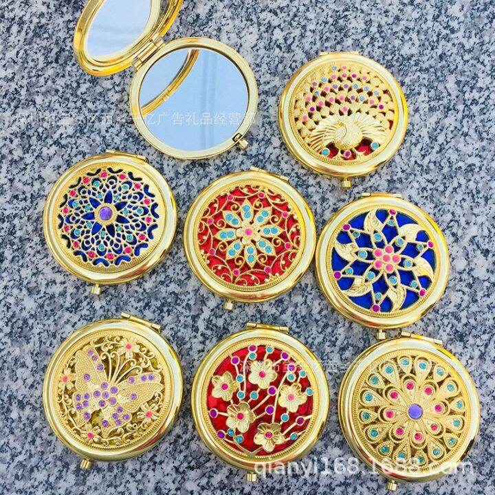 mini-retro-two-side-folding-make-up-mirror-women-vintage-printed-round-makeup-compact-pocket-floral-portable-cosmetic-for-gift-mirrors