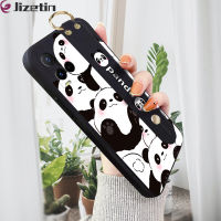 Jizetin เคสเคสสำหรับ Vivo Y21 2021 Vivo Y21A Y21T Y21S Y33T Y33S (พร้อมสายรัดข้อมือ) เคสโทรศัพท์แพนด้าน่ารักเคสซิลิโคนเลนส์เต็มรูปแบบเคสกันกระแทก