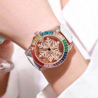 Snowflake Turntable Full of Stars Hollow Out Full Diamond Fashion Wrist Watch Womens Light Luxury Valentines Day Womens Watch L-632