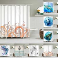 Baltan HOME LY1 Direct Sales Octopus Touch Jellyfish Sea Turtle Shower Curtain Hanging Curtain Curtain Polyester Bathroom Curtain