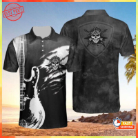 Guitar And Skull Tattood Guitar Polo Shirt Black S-5XL{plenty}