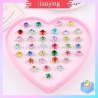 LIAOYING 36Pcs ปรับขนาดได้ ของเล่นแหวนเด็ก เครื่องประดับแฟชั่นเครื่องประดับ แบบสุ่มสไตล์ แหวนปรับได้ น่ารักมากๆ เพชรน้ำเพชร แหวนเพชรน้ำ ของขวัญวันเกิดของขวัญ