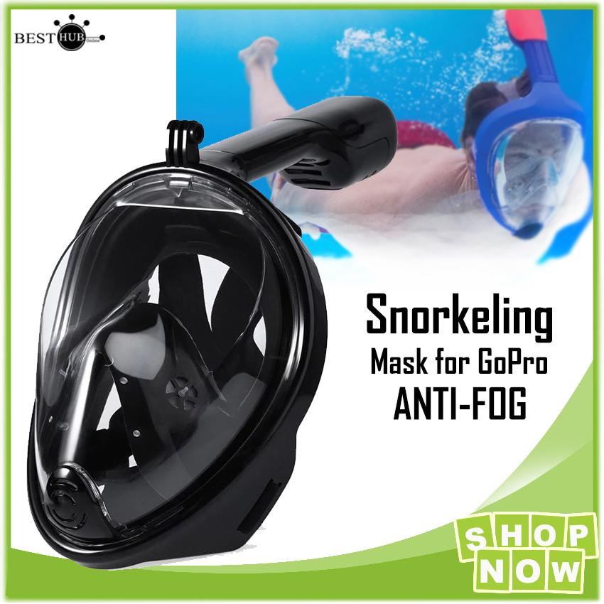 Anti-Fog Full Face Mask Swimming Underwater Diving Snorkel Scuba For GoPro Glass 