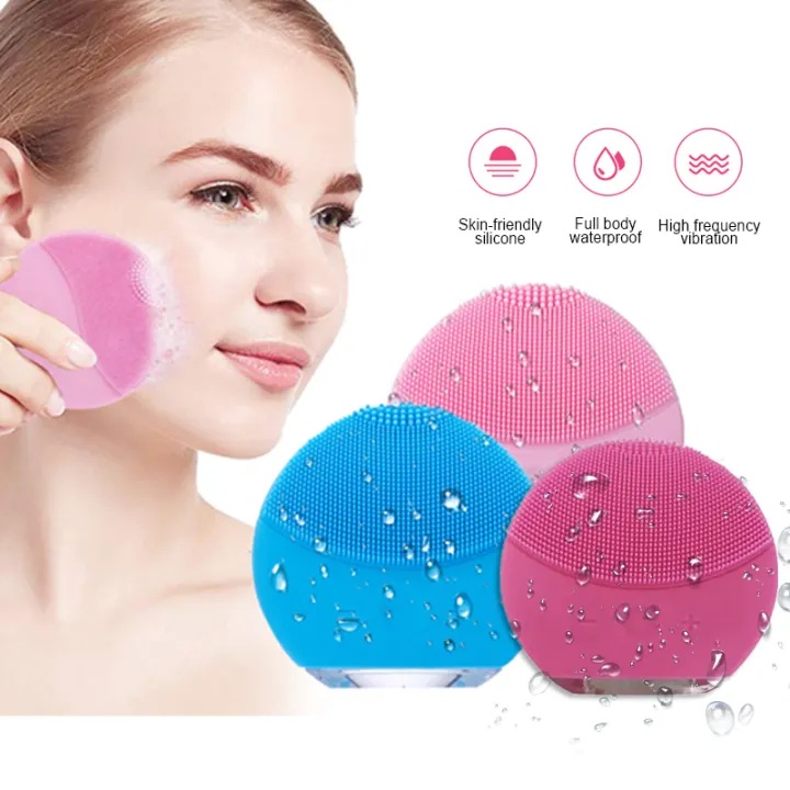 Facial Cleansing Brush Electric Rechargeable Face Cleaner Silicone Waterproof Ultrasonic Face