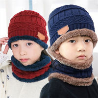 หมวกและผ้าพันคอกันหนาวแบบ2 In 1,หมวกและผ้าพันคอถักกันหนาวสำหรับเด็กผู้หญิงและผู้ชาย
