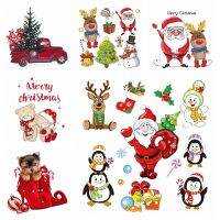 Cartoon Santa Claus Patches Christmas Thermo Stickers On Clothes DIY Christmas Patches Heat Transfer Sticker Christma Deer Cars