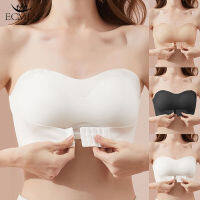 ECMLN Plus Size Bandeau Bra สำหรับผู้หญิงที่ไม่มีสายหนังด้านหน้าปิดไม่มีสาย Push Up Bra ชุดชั้นในที่มองไม่เห็น