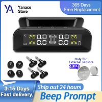 ◕❁♝ Yanace TPMS Car Tire Monitoring Pressure Display Auto Alarm Monitor Solar Power Charging Temperature Warning With 4 Sensors