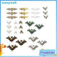 EASYEAH 30PCS สไตล์ผสมกัน เครื่องรางรูปค้างคาว โลหะผสมอัลลอยด์ หลายสี เครื่องประดับรูปค้างคาวบินเหมือนผี งานหัตถกรรมหัตถกรรม ตกแต่งแบบห้อย สำหรับกำไลข้อมือ