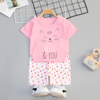 พร้อมส่งจากไทย MELON TOO ชุดเสื้อยืดเด็กกางเกงเด็ก แขนสั้น 100% cotton ใส่สบาย ไม่ร้อน Summer childrens short-sleeved T-shirt set (SIZE 80-130 ) 1 SET.