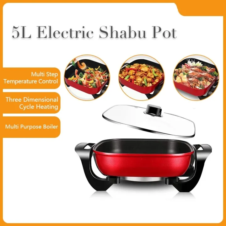Hongshuangxi 5L Electric Pot Electric Skillet Electric Hot Pot Multi