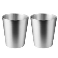 2 Pcs 300ML Stainless Steel Camping Cup Mug Camping Hiking Portable Tea Coffee Beer Cup with Black Bag