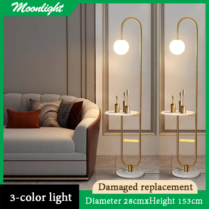 【MOONLIGHT】Postmodern Standing LED Lamp Light Natural Marble Base