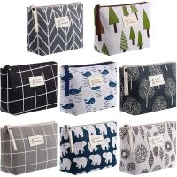 8Pcs Canvas Cosmetic Bags Printed Makeup Bag Travel Organizer Pouch with Zipper for Women Girls Vacation Travel,8 Styles