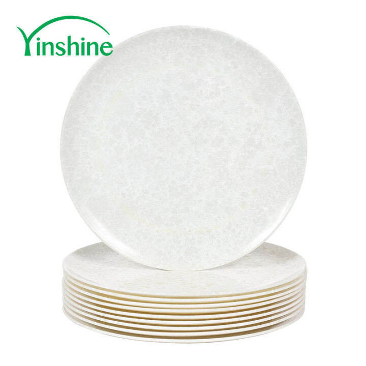 Yinshine Brand 12pcs 10 inch melamine plates set Jade Porcelain Pattern
