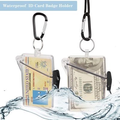 ：“{—— Waterproof ID Card Badge Holder Case Sports Case With Lanyard And Keychain Surfing Accessories