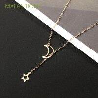 MXFASHIONE for Women Pendant Necklace Jewelry Moon Choker Chain Gold Color Charm Fashion Silver Color Bib StarMulticolor