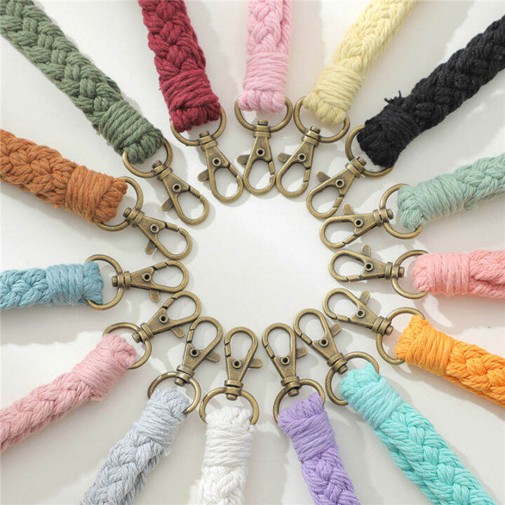 trendy-keychain-designs-unique-key-holders-woven-pendant-bracelets-braided-key-rings-cotton-cord-keychains