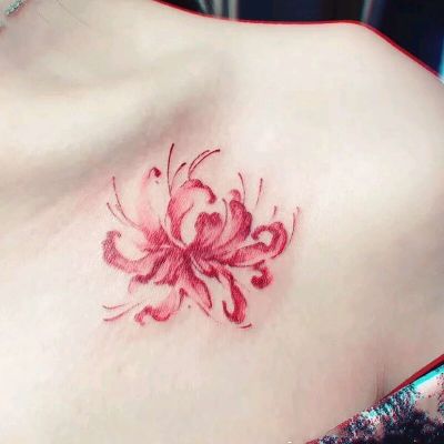 [A copy of 2 pieces] The other shore flower tattoo stickers collarbone sexy waterproof female long-lasting hell girl Manhua Zhusha ins