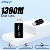 อะแดปเตอร์การ์ดเครือข่ายไร้สาย Wifi Fenvi 3.0 1300ม. AC1300สายแลนแบบหมุนได้สำหรับดองเกิล Wifi มินิแล็ปท็อป PC