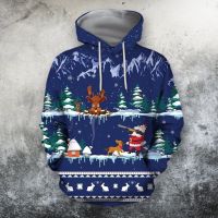 คุณภาพสูง 2023 2023 Christmas Bigfoot 3D All Over Printed Men Autumn Hoodie Unisex Casual zipper hoodies Streetwear Thin hooded sweater สต็อกเพียงพอ