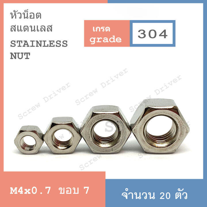 หัวน็อต-สแตนเลส-hexagon-nut-stainless-304-mm