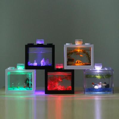 ภูมิทัศน์ไมโครโคมไฟไฟ LED กันน้ำพิพิธภัณฑ์สัตว์น้ำปลาแสงบ้านตกแต่งตารางขนาดเล็ก Eco กระบอกอุปกรณ์