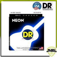 สายกีต้าร์โปร่งเคลือบเรืองแสงสีขาว DR Strings รุ่น  NEON™ White Coated Acoustic Guitar  Light