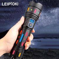 High Power Led Flashlight USB Charging White laser Beads Digital Display Luminous Flashlights 10000MA Zoom Color Tactical Torch