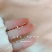 [COD] style! Micro-inlaid zircon is very and nice a 925 silver needle-plated 14K earrings Korean simple