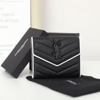 （High end bags） 2023Y womens short caviar flip three-fold wallet multi-card card holder envelope coin purse thin casual small bag Box packaging