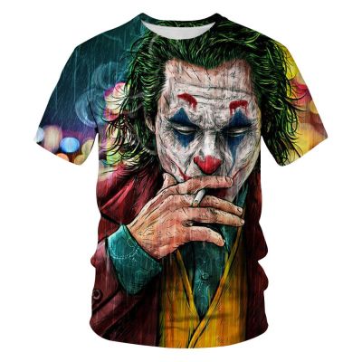 Joker Face 3D Print T Shirt Men Casual Street Male Short Sleeve Clown Pattern Fashion Summer Tees All-Match Oversize T Shirts